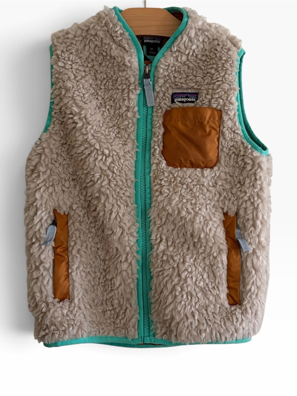Patagonia Retro X Sherpa Vest with Teal Trim